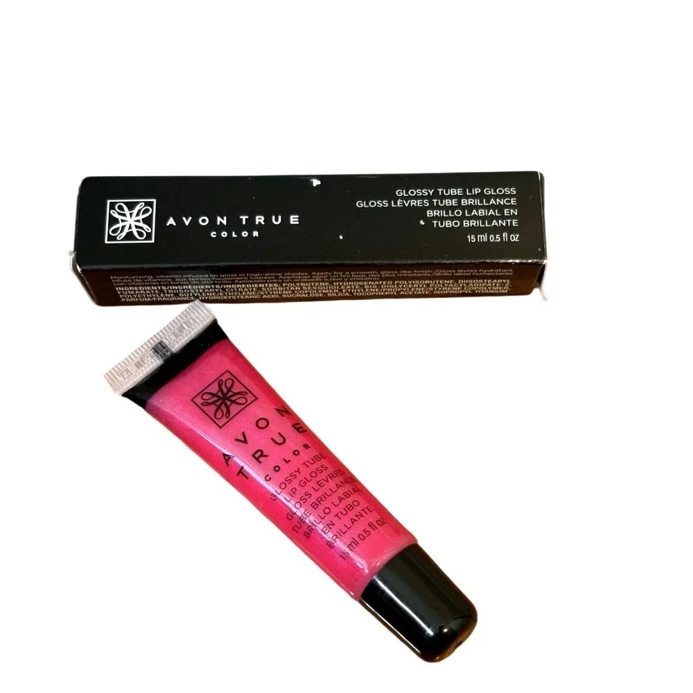 3 Avon True Color Glossy Tube Lip Gloss Pink Burst 15ml 0.5 fl oz New‎ Old STOCK